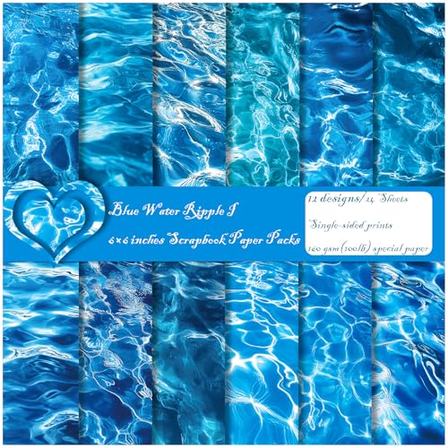 ZAKHSE Bastelpapier Quadratisch, 24 Blatt Blaue Wellen Motivpapier, 15,2×15,2cm Einseitig Bedruckt Designpapier Gemustert Scrapbook Papier für DIY, Bastelarbeiten, Dekorationen, 12 Designs ZAKHSE Bastelpapier Quadratisch, 24 Blatt Blaue Wellen Motivpapier, 15,2×15,2cm Einseitig Bedruckt Designpapier Gemustert Scrapbook Papier für DIY, Bastelarbeiten, Dekorationen, 12 Designs von ZAKHSE