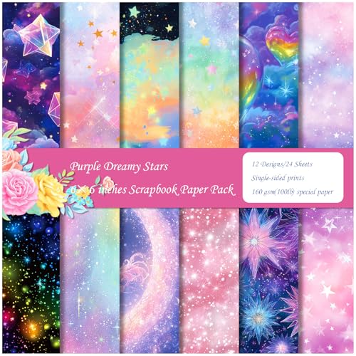 ZAKHSE Bastelpapier Quadratisch, 24 Blatt Glänzende Sterne Motivpapier, 15,2×15,2cm Einseitig Bedruckt Designpapier Gemustert Scrapbook Papier für DIY, Bastelarbeiten, Dekorationen, 12 Designs ZAKHSE Bastelpapier Quadratisch, 24 Blatt Glänzende Sterne Motivpapier, 15,2×15,2cm Einseitig Bedruckt Designpapier Gemustert Scrapbook Papier für DIY, Bastelarbeiten, Dekorationen, 12 Designs von ZAKHSE