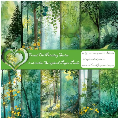 ZAKHSE Bastelpapier Quadratisch, 24 Blatt Grüner Ruhiger Wald Motivpapier, 15,2×15,2cm Einseitig Bedruckt Designpapier Gemustert Scrapbook Papier für DIY, Bastelarbeiten, Dekorationen, 12 Designs ZAKHSE Bastelpapier Quadratisch, 24 Blatt Grüner Ruhiger Wald Motivpapier, 15,2×15,2cm Einseitig Bedruckt Designpapier Gemustert Scrapbook Papier für DIY, Bastelarbeiten, Dekorationen, 12 Designs von ZAKHSE