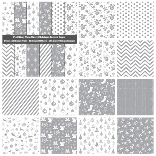 ZAKHSE Graues Weihnachts-Motivpapier, 15x15cm, 48 Blätter Doppelseitig Bedruckt, 12 Designs, 160g/m², Bastelpapier Scrapbook Papier für Scrapbooking und Weihnachtsdekoration, DIY Bastelarbeiten ZAKHSE Graues Weihnachts-Motivpapier, 15x15cm, 48 Blätter Doppelseitig Bedruckt, 12 Designs, 160g/m², Bastelpapier Scrapbook Papier für Scrapbooking und Weihnachtsdekoration, DIY Bastelarbeiten von ZAKHSE