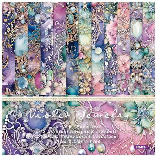 ZAKHSE Motivpapier 15,2x15,2cm, 48 Blätter Designpapier mit Perle Blumenmuster, Einseitig Bedruckt Scrapbook Papier, 12 Designs, Bastelpapier Bunt Dekopapier für Kartengestaltung Sammelalbum-Lila ZAKHSE Motivpapier 15,2x15,2cm, 48 Blätter Designpapier mit Perle Blumenmuster, Einseitig Bedruckt Scrapbook Papier, 12 Designs, Bastelpapier Bunt Dekopapier für Kartengestaltung Sammelalbum-Lila von ZAKHSE