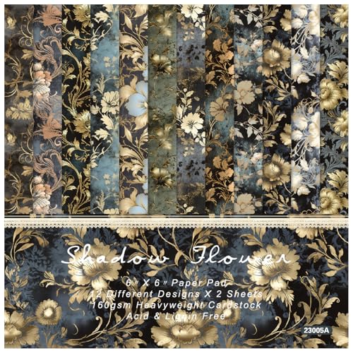 ZAKHSE Motivpapier 15,2×15,2cm, 48 Blätter Halloween Designpapier Schwarzes Blumenmuster Einseitig Bedruckt Bastelpapier, 12 Designs Scrapbook Papierblock für Kartengestaltung DIY Sammelalbum Dekor ZAKHSE Motivpapier 15,2×15,2cm, 48 Blätter Halloween Designpapier Schwarzes Blumenmuster Einseitig Bedruckt Bastelpapier, 12 Designs Scrapbook Papierblock für Kartengestaltung DIY Sammelalbum Dekor von ZAKHSE
