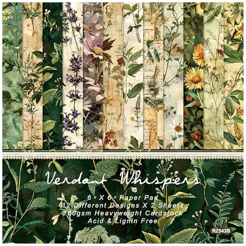 ZAKHSE Motivpapier Blumenmuster, 24 Blatt Designpapier Einseitig Bedruckt, Pflanzen und Blumen 15,2x15,2cm Scrapbook Papier Botanik Gemustert Bastelpapier für DIY Karten Gestalten Basteln, 12 Muster ZAKHSE Motivpapier Blumenmuster, 24 Blatt Designpapier Einseitig Bedruckt, Pflanzen und Blumen 15,2x15,2cm Scrapbook Papier Botanik Gemustert Bastelpapier für DIY Karten Gestalten Basteln, 12 Muster von ZAKHSE