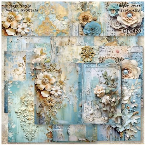 ZAKHSE Motivpapier Designpapier, 24 Blätter Gestickte Blumenmuster Design Papier Einseitig Bedruckt Scrapbook Papier, 21×14,5cm Bastelpapier DIY Kartengestaltung Scrapbook Zubehör-8 Muster- Blau ZAKHSE Motivpapier Designpapier, 24 Blätter Gestickte Blumenmuster Design Papier Einseitig Bedruckt Scrapbook Papier, 21×14,5cm Bastelpapier DIY Kartengestaltung Scrapbook Zubehör-8 Muster- Blau von ZAKHSE
