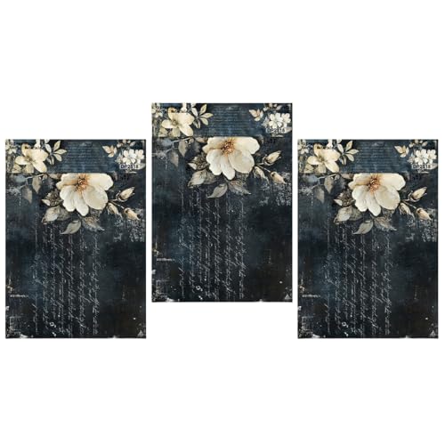 ZAKHSE Motivpapier Halloween, 24 Blatt Einseitig Bedruckt Designpapier mit Shabby Blumenmuster, 21x14cm Gemustert Scrapbook Papier Schwarz Bastelpapier für DIY Karten Gestalten Handwerk, 8 Designs von ZAKHSE