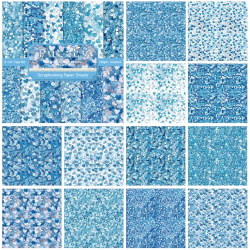 ZAKHSE Motivpapier Valentinstag, 24 Blatt Blau Liebe Herz Glitzer Designpapier 15,2×15,2cm, Einseitig Bedruckt Gemustert Scrapbook Papier, 12 Muster, 160gsm Säurefrei Bastelpapier für DIY Sammelalbum ZAKHSE Motivpapier Valentinstag, 24 Blatt Blau Liebe Herz Glitzer Designpapier 15,2×15,2cm, Einseitig Bedruckt Gemustert Scrapbook Papier, 12 Muster, 160gsm Säurefrei Bastelpapier für DIY Sammelalbum von ZAKHSE