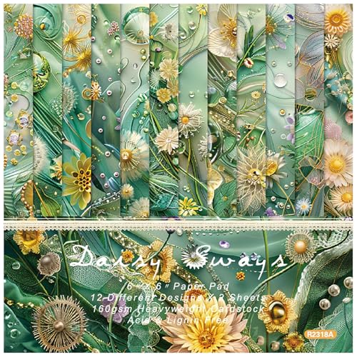 ZAKHSE Motivpapier Valentinstag, 24 Blatt Grün Gänseblümchen Designpapier 15,2×15,2cm, Einseitig Bedruckt Gemustert Scrapbook Papier, 12 Muster, 160gsm Säurefrei Bastelpapier für DIY Sammelalbum ZAKHSE Motivpapier Valentinstag, 24 Blatt Grün Gänseblümchen Designpapier 15,2×15,2cm, Einseitig Bedruckt Gemustert Scrapbook Papier, 12 Muster, 160gsm Säurefrei Bastelpapier für DIY Sammelalbum von ZAKHSE