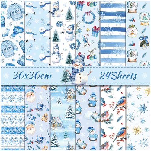 ZAKHSE Motivpapier Weihnachten, 24 Blatt Designpapier mit Schneemann Muster, 30x30cm Doppelseitig Bedruckt Scrapbook Papier, Blau Bastelpapier für Festivals DIY, Fotoalben, Kartenbau, Weihnachtsdekor ZAKHSE Motivpapier Weihnachten, 24 Blatt Designpapier mit Schneemann Muster, 30x30cm Doppelseitig Bedruckt Scrapbook Papier, Blau Bastelpapier für Festivals DIY, Fotoalben, Kartenbau, Weihnachtsdekor von ZAKHSE