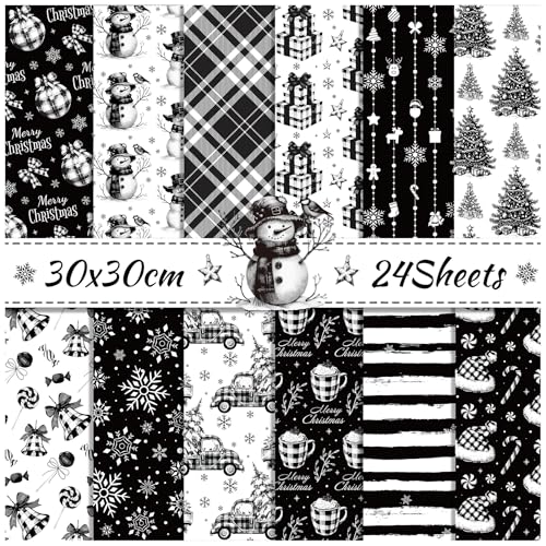 ZAKHSE Motivpapier Weihnachten, 24 Blatt Doppelseitig Bedruckt Designpapier mit Schwarz Weihnachtlich Muster, 30×30cm Scrapbook Papier Bastelpapier für DIY Bastelarbeiten Weihnachtsdekor, 12 Designs ZAKHSE Motivpapier Weihnachten, 24 Blatt Doppelseitig Bedruckt Designpapier mit Schwarz Weihnachtlich Muster, 30×30cm Scrapbook Papier Bastelpapier für DIY Bastelarbeiten Weihnachtsdekor, 12 Designs von ZAKHSE