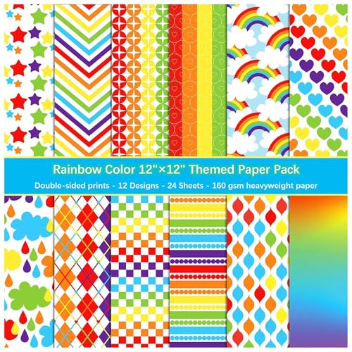 ZAKHSE Motivpapier zum Basteln, 24 Blatt Regenbogen Wolken Wassertropfen Designpapier Doppelseitig Bedruckt Bastelpapier, Papiergröße 30x30cm, Flach Scrapbook Papier DIY Karten Gestalten Zubehör ZAKHSE Motivpapier zum Basteln, 24 Blatt Regenbogen Wolken Wassertropfen Designpapier Doppelseitig Bedruckt Bastelpapier, Papiergröße 30x30cm, Flach Scrapbook Papier DIY Karten Gestalten Zubehör von ZAKHSE