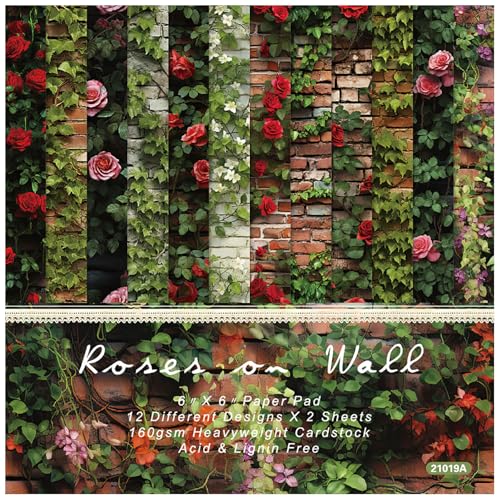 ZAKHSE Motivpapier zum Basteln, 48 Blätter Blumenmuster Designpapier, 15,2x15,2cm Rose an der Wand Einseitig Bedrucktes Dekoratives Bastelpapier, Gemustert Dekopapier für Hochzeit Karten Gestaltung ZAKHSE Motivpapier zum Basteln, 48 Blätter Blumenmuster Designpapier, 15,2x15,2cm Rose an der Wand Einseitig Bedrucktes Dekoratives Bastelpapier, Gemustert Dekopapier für Hochzeit Karten Gestaltung von ZAKHSE