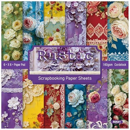 ZAKHSE Motivpapier zum Basteln, 48 Blatt Bunt Blumenmuster Spitz Designpapier Einseitig Bedruckt Bastelpapier, Papiergröße 15,2x15,2cm, DIY Scrapbook Papier Hintergrundpapier Karten Gestalten Zubehör von ZAKHSE