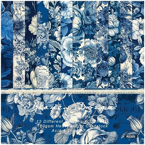 ZAKHSE Motivpapier zum Basteln,24 Blätter Blumenmuster Designpapier Bastelpapier,15,2x15,2cm Einseitig Bedrucktes Dekoratives Bastelpapier,Gemustert Dekopapier für Weihnachten Karten Gestaltung-Blau ZAKHSE Motivpapier zum Basteln,24 Blätter Blumenmuster Designpapier Bastelpapier,15,2x15,2cm Einseitig Bedrucktes Dekoratives Bastelpapier,Gemustert Dekopapier für Weihnachten Karten Gestaltung-Blau von ZAKHSE