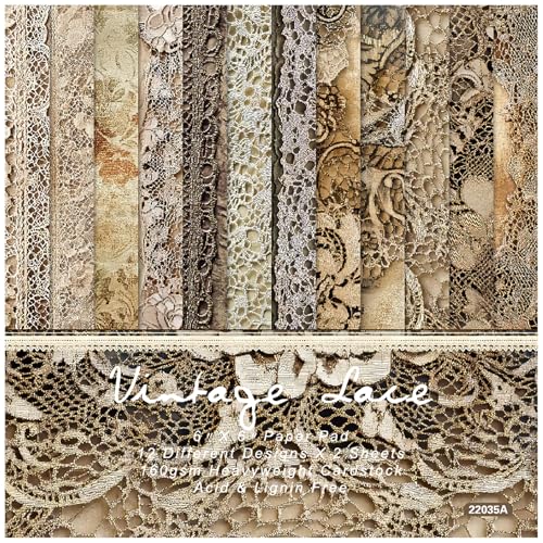 ZAKHSE Scrapbook Papier, 48 Blatt Motivpapier Designpapier Spitzenmuster Einseitig Bedruckt 15,2x15,2cm Bastelpapier Muster Dekorpapier für Hochzeit DIY Bastelarbeiten Journaling Zubehör, 12 Motive ZAKHSE Scrapbook Papier, 48 Blatt Motivpapier Designpapier Spitzenmuster Einseitig Bedruckt 15,2x15,2cm Bastelpapier Muster Dekorpapier für Hochzeit DIY Bastelarbeiten Journaling Zubehör, 12 Motive von ZAKHSE