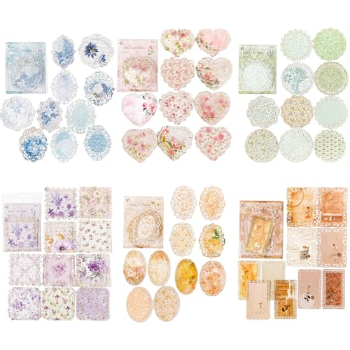 ZAKHSE Scrapbook Zubehör, 60 Blatt Spitze Blumendesign Herz Rund Scrapbooking Papier, Vintage Bastelpapier Bunt Spezialpapier Textur Dekorpapier für Fotoalbum Karten Journaling Collage Kit, 11×16cm ZAKHSE Scrapbook Zubehör, 60 Blatt Spitze Blumendesign Herz Rund Scrapbooking Papier, Vintage Bastelpapier Bunt Spezialpapier Textur Dekorpapier für Fotoalbum Karten Journaling Collage Kit, 11×16cm von ZAKHSE