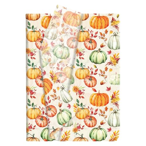ZAKHSE Seidenpapier Erntedankfest, 100 Blatt Ahornblatt Kürbis Gemustert Geschenkpapier für Geschenktüten, 50×35cm, Geschenk Verpackungsmaterial, Transparentpapier Bunt zum Verpacken, Blumenstrauß von ZAKHSE