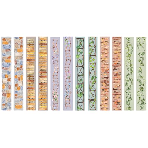 ZAKHSE Washi Tape, 6 Rollen Gartenwege Steinstraßen Zaune Washi Tape Set Landschaft Klebeband Bunt 25mm Dekoband Transparent PET Dekorative Aufkleber für DIY Handwerk Scrapbook Journaling Zubehör von ZAKHSE