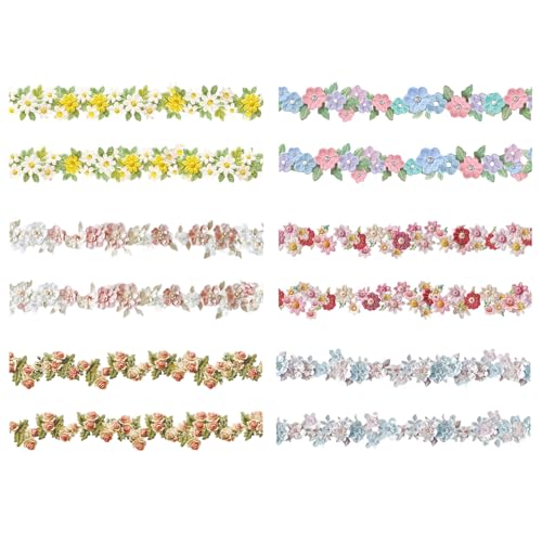 ZAKHSE Washi Tape, 6 Rollen Stickerei Blumen Rosen Daisies Washi Tape Set, Landschaft Klebeband Bunt 35mm Dekoband Transparent PET Dekorative Aufkleber für DIY Handwerk Scrapbook Journaling Zubehör ZAKHSE Washi Tape, 6 Rollen Stickerei Blumen Rosen Daisies Washi Tape Set, Landschaft Klebeband Bunt 35mm Dekoband Transparent PET Dekorative Aufkleber für DIY Handwerk Scrapbook Journaling Zubehör von ZAKHSE