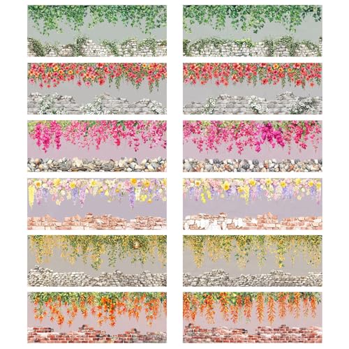 ZAKHSE Washi Tape, Blumen Ziegelwand Steinwand Washi Tape Set, Landschaft Klebeband Bunt 65mm Dekoband Transparent PET Dekorative Aufkleber (01) von ZAKHSE