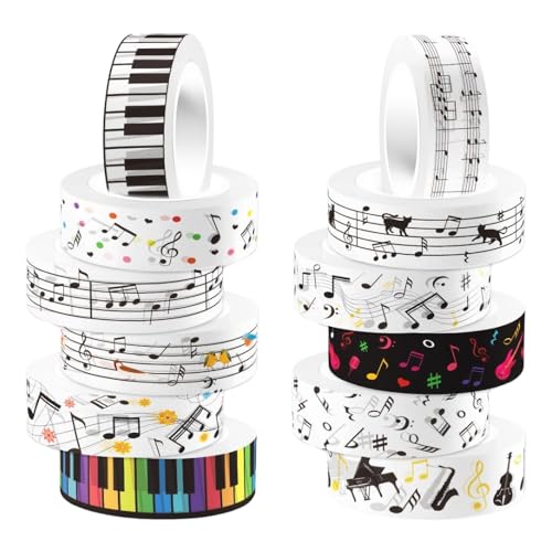 ZAKHSE Washi Tape Set, 12 Rollen Musiknoten Instrument Motive Masking Tapes, Breite 15mm, Klebeband Bunt Papierband Washitape, Dekoratives Klebeband zum Basteln, Dekoband für DIY Kunst Handwerk ZAKHSE Washi Tape Set, 12 Rollen Musiknoten Instrument Motive Masking Tapes, Breite 15mm, Klebeband Bunt Papierband Washitape, Dekoratives Klebeband zum Basteln, Dekoband für DIY Kunst Handwerk von ZAKHSE