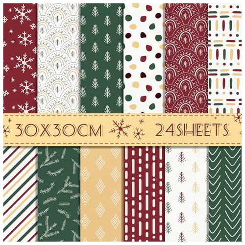 ZAKHSE Weihnachten Motivpapier 30x30cm, 24 Blatt Designpapier Weihnachtsdruck im Böhmischen Stil Doppelseitig Bedruckt Scrapbook Papier Bastelpapier Bunt für DIY Scrapbooking Kartengestaltung ZAKHSE Weihnachten Motivpapier 30x30cm, 24 Blatt Designpapier Weihnachtsdruck im Böhmischen Stil Doppelseitig Bedruckt Scrapbook Papier Bastelpapier Bunt für DIY Scrapbooking Kartengestaltung von ZAKHSE