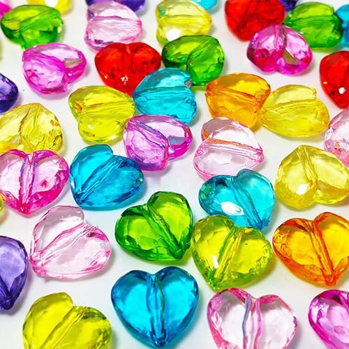 Acryl-Herzperlen, 20 mm, Glasperlen, Abstandshalter, Kristallperlen für Schmuckherstellung, Armband, Halskette, Schlüsselanhänger, Bastelbedarf, 60 Stück (bunt) von ZAKVOOR