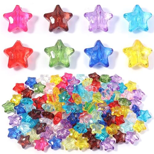 Acryl-Sternperlen, 20 mm, bunte Glasperlen, Abstandshalter, Kristallperlen für Schmuckherstellung, Armband, Halskette, Schlüsselanhänger, Bastelzubehör, 60 Stück Acryl-Sternperlen, 20 mm, bunte Glasperlen, Abstandshalter, Kristallperlen für Schmuckherstellung, Armband, Halskette, Schlüsselanhänger, Bastelzubehör, 60 Stück von ZAKVOOR
