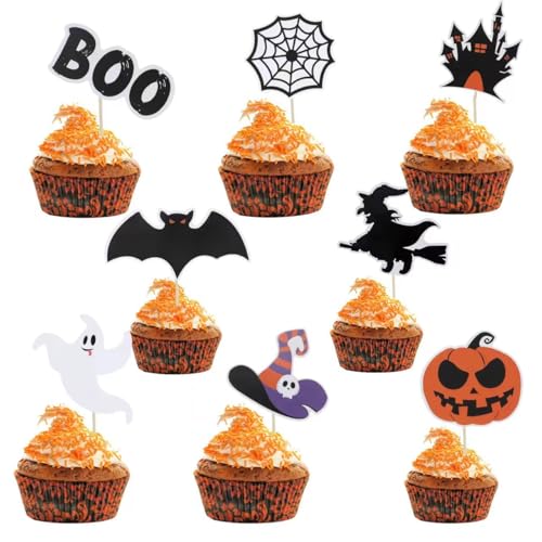 ZALAON Halloween Cupcake Topper,48 Stück Halloween muffin deko Halloween Zahnstocher Markierungsfahnen,Halloween Kuchendeko ZALAON Halloween Cupcake Topper,48 Stück Halloween muffin deko Halloween Zahnstocher Markierungsfahnen,Halloween Kuchendeko von ZALAON
