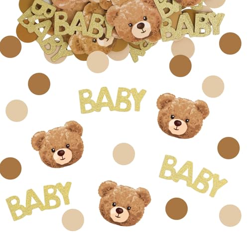 Konfetti für Babypartys, Teddybär, Babyparty-Dekorationen für Jungen und Mädchen, 100 Stück, goldfarben, für Babypartys, Party-Dekoration von ZALAOR