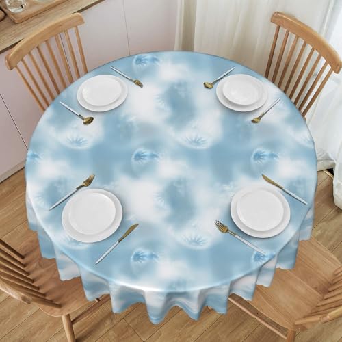 60" Knitterfreie Runde Tischdecke Mit Meeresleben, Wasserdichter Spitzenbesatz für Hochzeits- Und Party-Dekor, Auslaufsichere Tischdecke, Waschbar Color Diameter 60In von ZALXOZYL