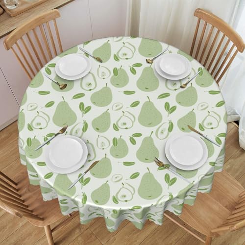 60" Runde Tischdecke, Wasserdicht, Mit Spitzenrand, Auslaufsicher, Wiederverwendbar, für Buffet-Dekor, Cartoon-Obst-Stil Colorful 60 In von ZALXOZYL