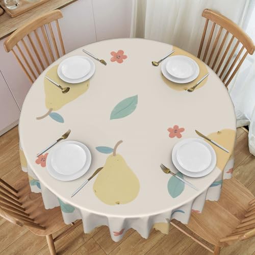 60" Runde wasserdichte Tischdecke Mit Spitzenrand, Wiederverwendbar, für Picknick-Dekor, Cartoon-Stil Colorful 60 In von ZALXOZYL