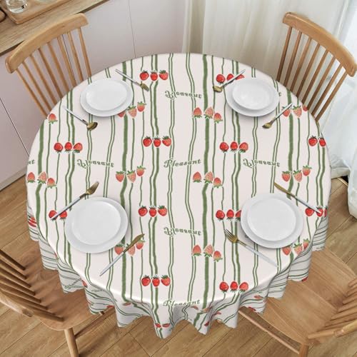 60" Runde wasserdichte Tischdecke Mit Spitzenrand, Wiederverwendbar, für Picknick-Dekoration, Cartoon-Obst-Stil Colorful 60 In von ZALXOZYL