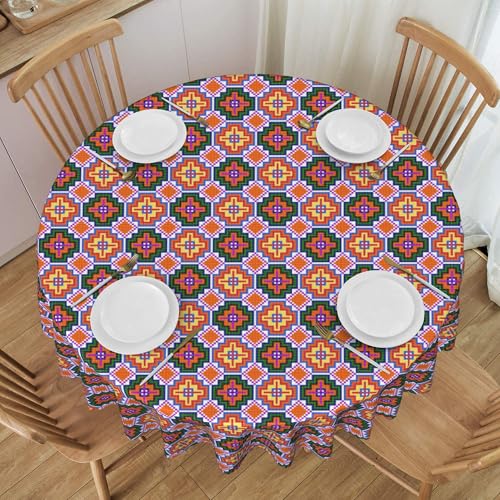 60-Zoll-Runde Tischdecke, Wasser- Und Ölbeständig, Polyestergewebe für Party, Hochzeit, Heimdekoration, Blumenmuster, Waschbarer Bezug Multicolor Diameter 60In 60-Zoll-Runde Tischdecke, Wasser- Und Ölbeständig, Polyestergewebe für Party, Hochzeit, Heimdekoration, Blumenmuster, Waschbarer Bezug Multicolor Diameter 60In von ZALXOZYL
