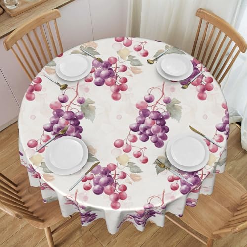 60 Zoll Runde Tischdecke, Wasserdicht, Gemüse- Und Obstmuster, Weicher Stoff, für Garten-Esszimmer-Dekor, Kratzfest C 60 In von ZALXOZYL
