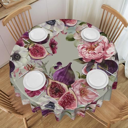 60 Zoll Runde Tischdecke Aus Spitze Mit Gemüse- Und Obstmuster, Wasserdicht, Schmutzabweisend, Langlebig für Buffet-Hochzeitstische Colorful 60 In von ZALXOZYL