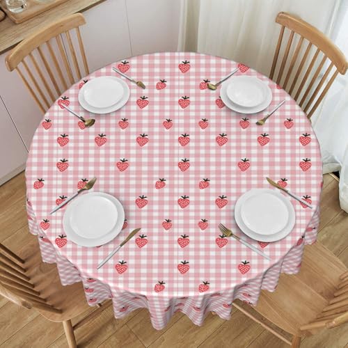 Runde, Auslaufsichere Tischdecke, 152,4 cm, Wasserdicht, Spitzenbesatz für Buffet-Dekoration, Cartoon-Obst-Stil Colorful 60 In von ZALXOZYL
