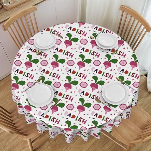 Runde, wasserdichte Tischdecke, 152,4 cm, Fleckenschutz, Spitzenbesatz, Obstmuster Colorful 60 In Runde, wasserdichte Tischdecke, 152,4 cm, Fleckenschutz, Spitzenbesatz, Obstmuster Colorful 60 In von ZALXOZYL