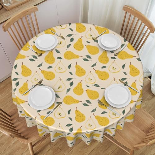 Runde, wasserdichte Tischdecke, 152,4 cm, Spitzenrand, Wiederverwendbar, für Picknick, Event-Dekoration, Innenbereich, Cartoon-Obst-Stil B 60 In von ZALXOZYL