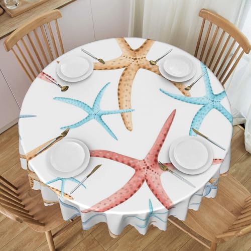Runde Tischdecke Aus Spitze, 152,4 cm, Meereslebewesen-Muster, Wasserdicht, Wiederverwendbar, Zum Schutz des Tisches Bei Teepartys E Diameter 60In von ZALXOZYL