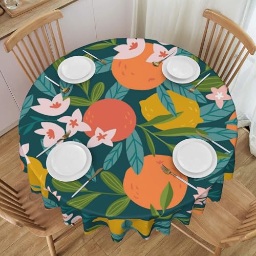 Runde Tischdecke Aus Spitze, 152,4 cm, Wasserdichter Stoff für Konferenztische, Obstmuster-Design, Langlebiges Dekor A 60 In von ZALXOZYL