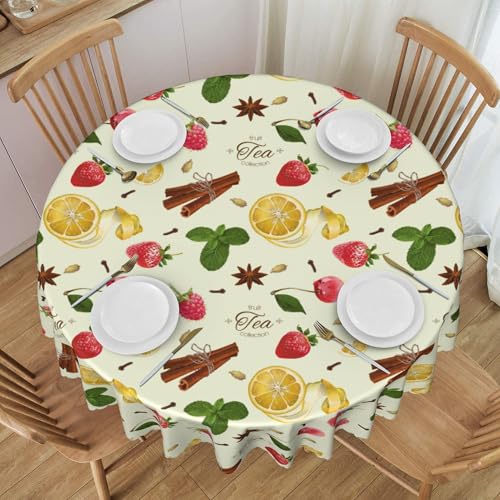 Runde Tischdecke Aus Spitze, 152,4 cm, Wasserdichter Stoff für Konferenztische, Obstmuster-Design, Langlebiges Dekor B 60 In von ZALXOZYL