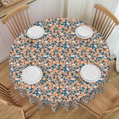 Runde Tischdecke Aus Spitze, 152,4 cm, Wasserdichter Stoff für Konferenztische, Obstmuster-Design, Langlebiges Dekor F 60 In von ZALXOZYL