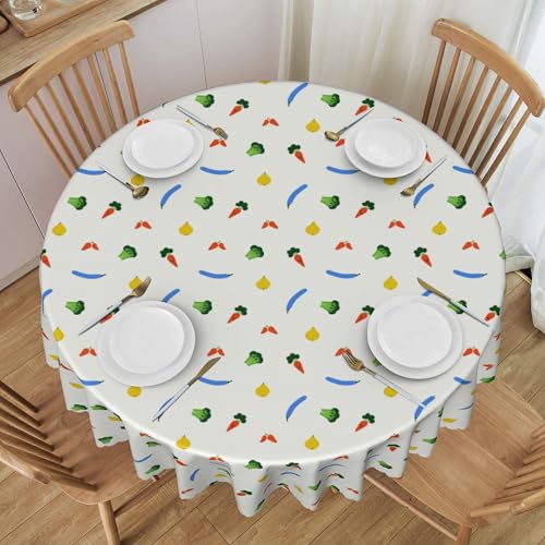 Runde Tischdecke Mit Spitzenbordüre, Wasserdicht, 152,4 cm, für Formelle Abendessen, Dekoration, Obstmuster Colorful 60 In Runde Tischdecke Mit Spitzenbordüre, Wasserdicht, 152,4 cm, für Formelle Abendessen, Dekoration, Obstmuster Colorful 60 In von ZALXOZYL