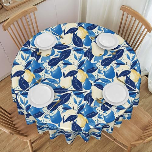 Runde Tischdecke Mit Spitzenrand, 152,4 cm, Wasserdicht, Auslaufsicher, für Bistro, Esszimmerdekoration Im Freien, Cartoon-Obst-Stil Colorful 60 In von ZALXOZYL
