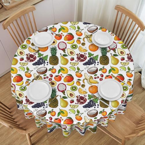Runde Tischdecke Mit Spitzenrand, 152,4 cm, Wasserdicht, für Picknick-Unterstände, Cartoon-Obst-Muster, Wetterbeständig Colorful 60 In Runde Tischdecke Mit Spitzenrand, 152,4 cm, Wasserdicht, für Picknick-Unterstände, Cartoon-Obst-Muster, Wetterbeständig Colorful 60 In von ZALXOZYL