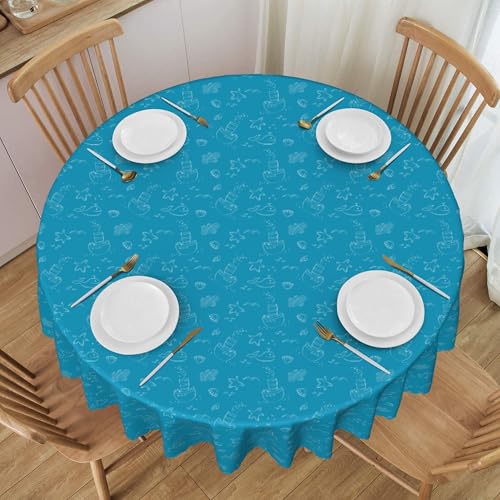 Runde Tischdecke Mit Spitzenstickerei, 152,4 cm, Meereslebewesen-Muster, Wasserfest, Knitterfrei, für Hochzeits- Und Brunch-Tischdecke A Diameter 60In von ZALXOZYL