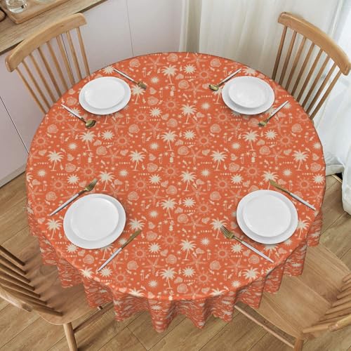 Runde Tischdecke Mit Spitzenstickerei, 152,4 cm, Meereslebewesen-Muster, Wasserfest, Knitterfrei, für Hochzeits- Und Brunch-Tischdecke C Diameter 60In von ZALXOZYL