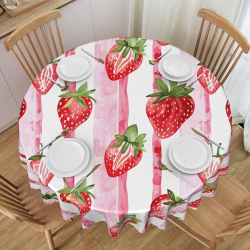 Runde Tischdecke Mit Spitzenverzierung, 152,4 cm, Wasserabweisend, Cartoon-Obst-Stil, Perfekt für Cafés, Brunch-Buffets, Schmutzabweisend, Wiederverwendbar Colorful 60 In von ZALXOZYL