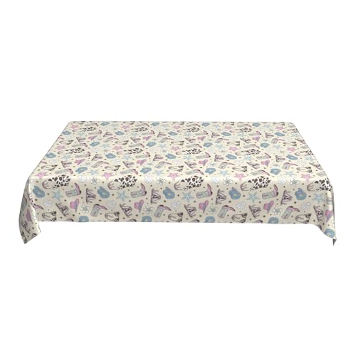 Tischdecke 60X90 Zoll, Bedrucktes Musterdesign, Schimmernd, Wasserdicht für Galafeiern Colorful 90in von ZALXOZYL